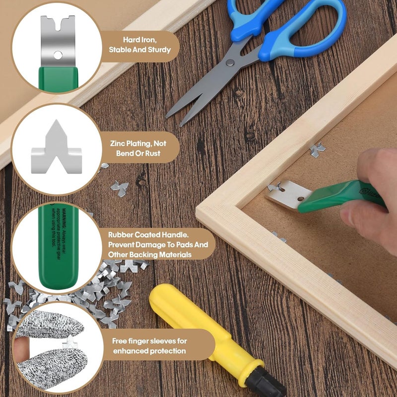 lizenoz Glazier Point Driver Tool with 200 Glazing Points & 2 Finger Cots - for Framing Glass, Pictures, Cross Stitch - Rust-Resistant Iron/Zinc Push Points, Easy-Grip Handle - Image 3